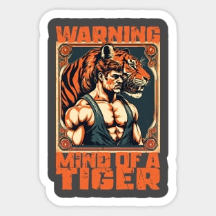 warning mind of a tiger vintage circus strong man Sticker